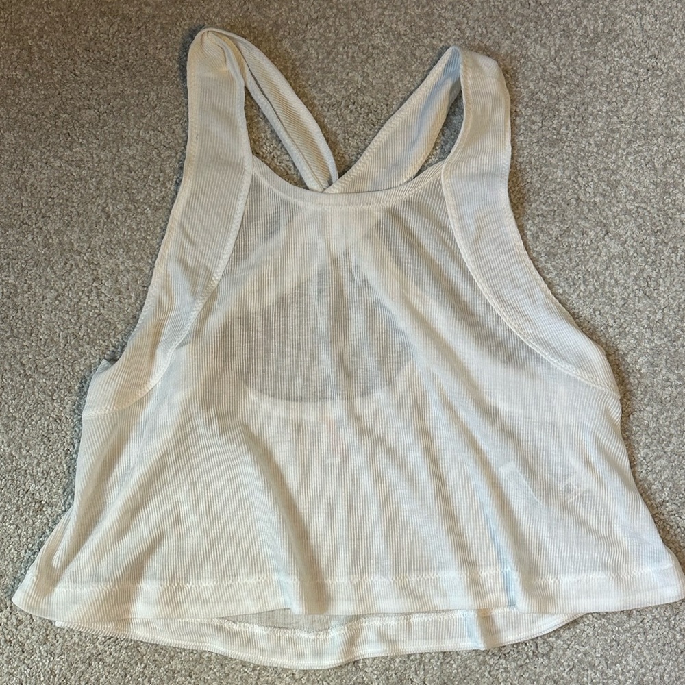Free People White Sheer Tank Top